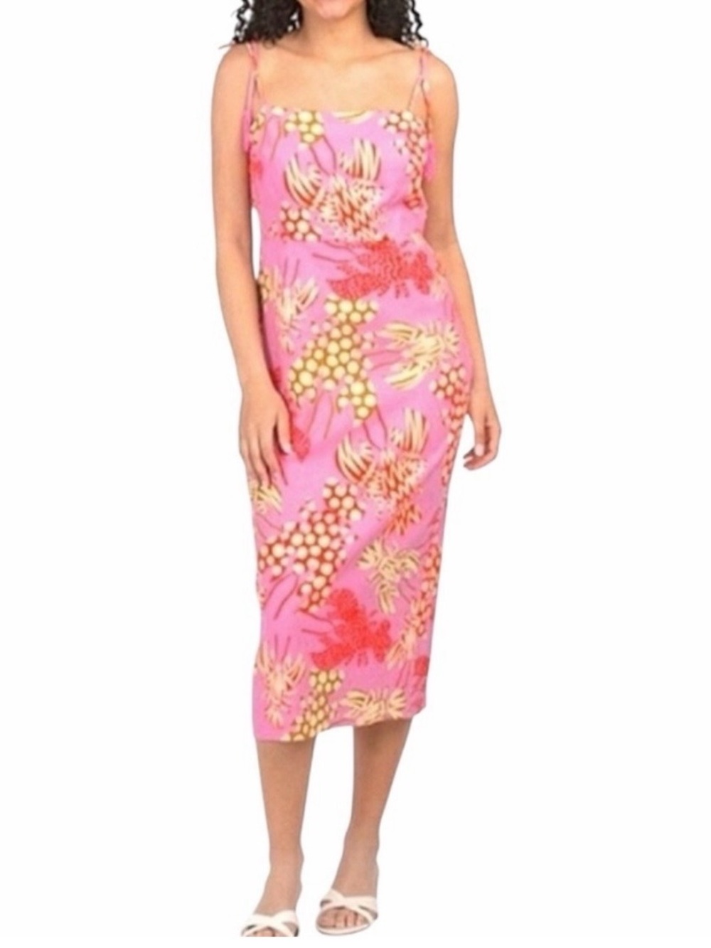 Rachel Zoe Lobster Print Sleeveless Linen Blend Midi Dress XS NWOT